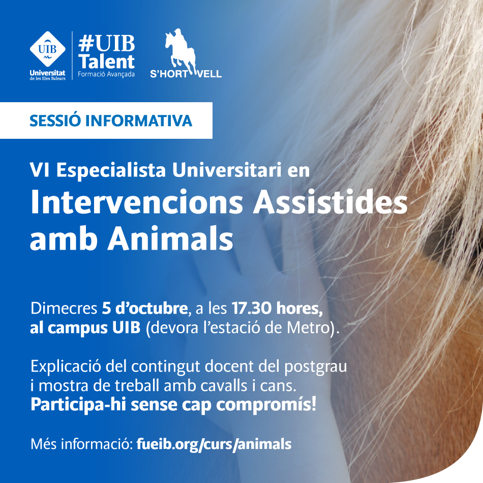 Sessió informativa VI Especialista Universitari en Intervencions Assistides amb Animals