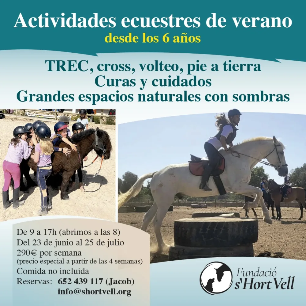 Actividades ecuestres verano 2025, en S'Hort Vell